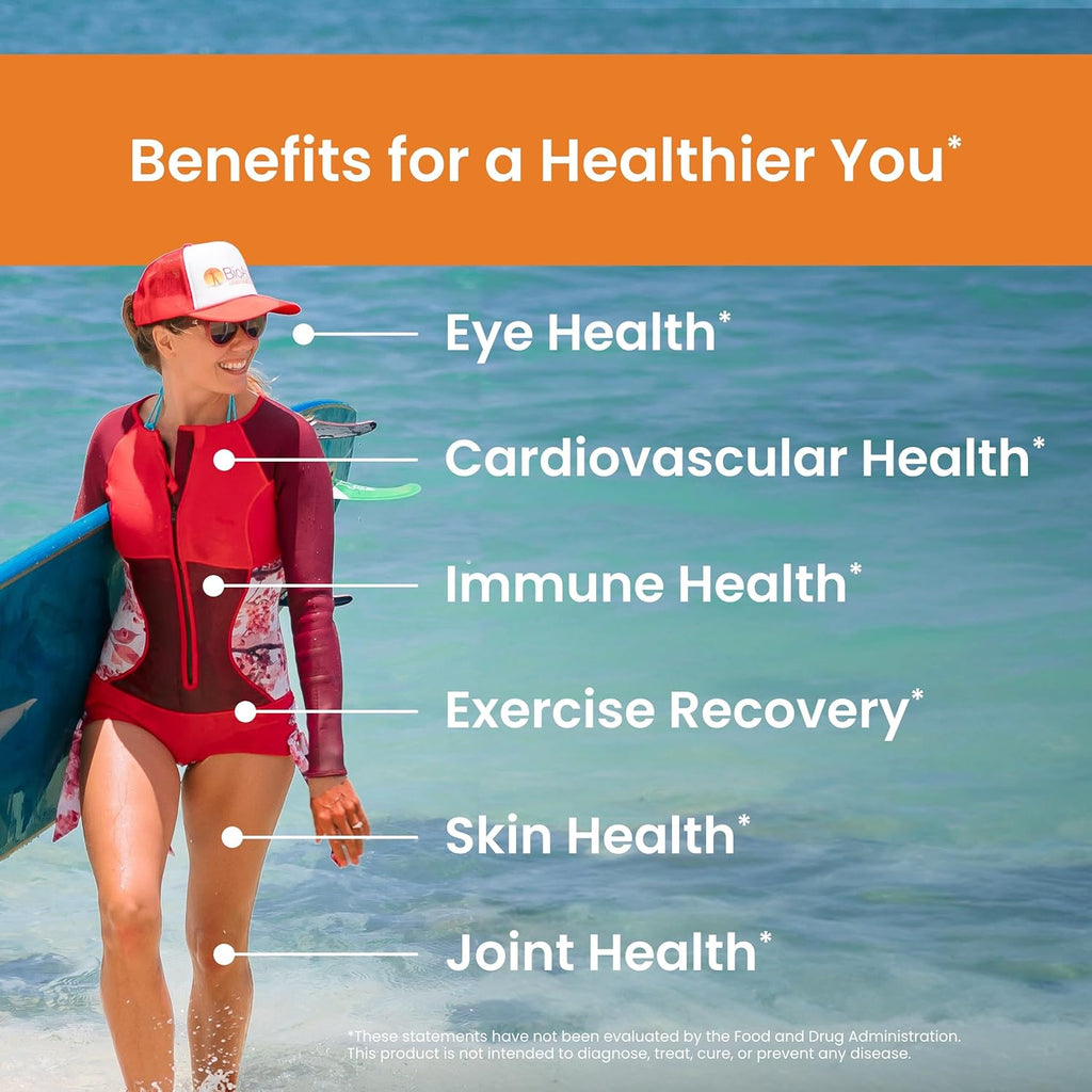 Nutrex Hawaii BioAstin Hawaiian Astaxanthin - 4mg, 60 Softgels - Farm-Direct Premium Antioxidant Supplement to Support Eye, Skin, Joint & Immune System Health - Non-GMO & Gluten-Free