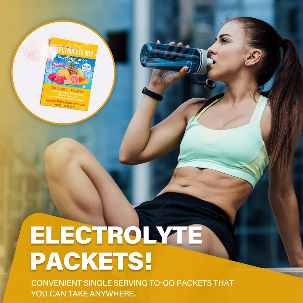 Dr. Price’s Electrolyte Mix | Sugar-Free Hydration Powder with 72+ Trace Minerals | No Sugar, Fast-Dissolving Electrolytes Powder Packets | Tropical (30 Packs)