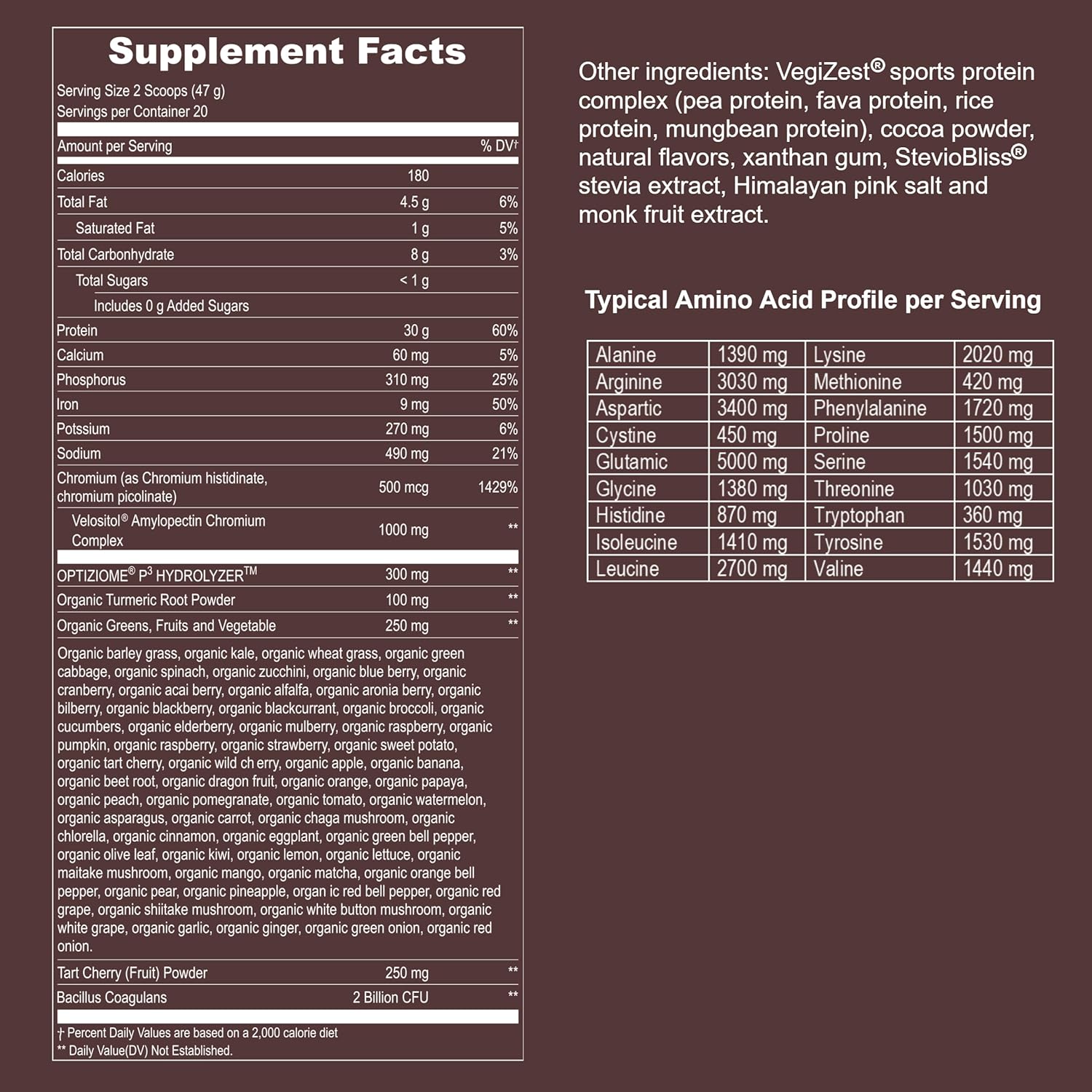 Vegan Sport Protein Powder Chocolate 20 servings – 30g Plant Based Protein, VELOSITOL, BCAAs, Organic Greens & Fruits, Probiotics, Tart Cherry for Post Workout Recovery, Inform Sports Certified Keto