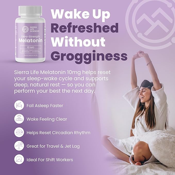 10 mg High Dosage Melatonin in Easy-to-Swallow Capsules - 360 Servings