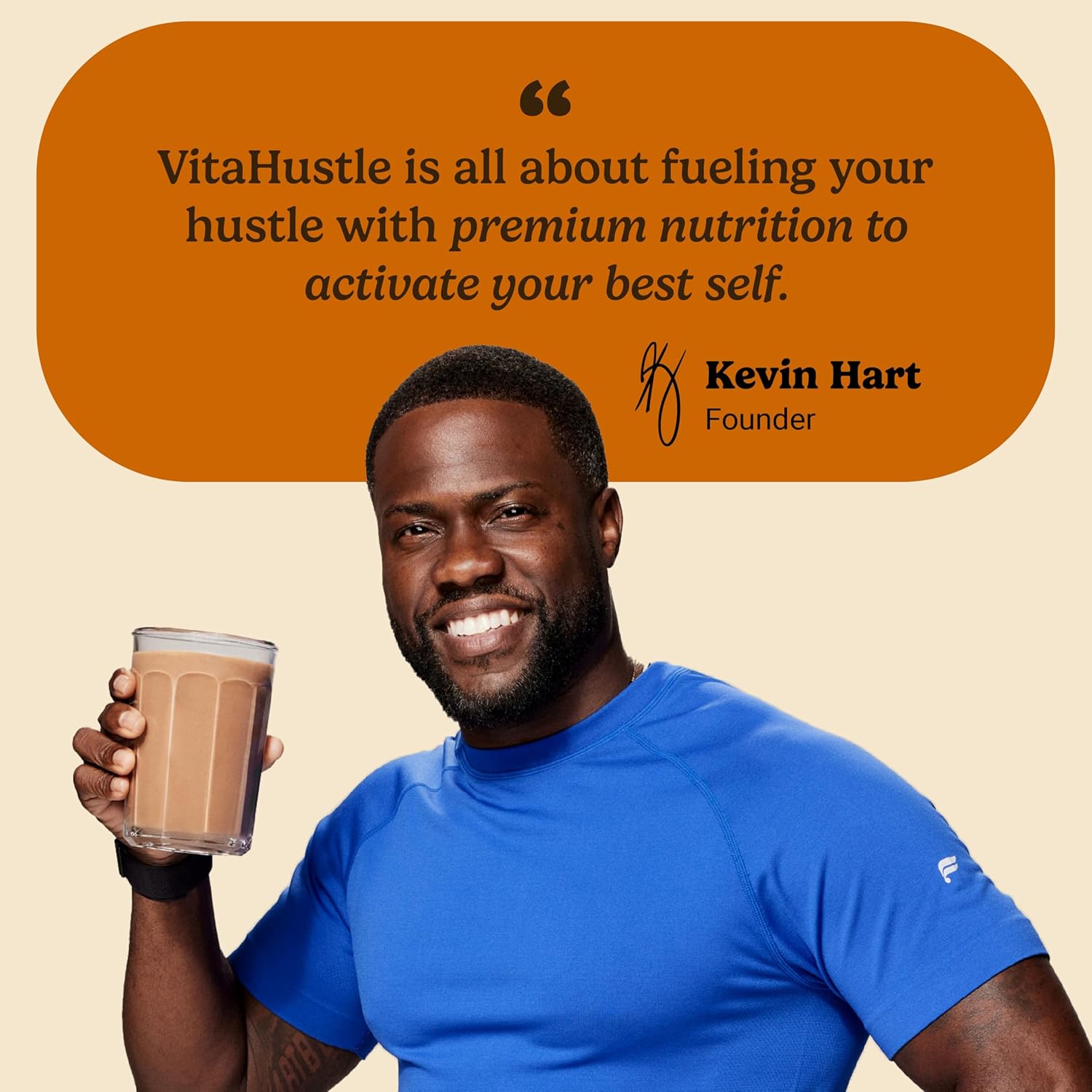 VitaHustle All-in-One Nutrition Shake, Choc Peanut Butter Banana - Plant Based Protein Powder by Kevin Hart – Vegan Meal Replacement Shake with KSM66 Ashwagandha & 86+ Superfoods - Organic Meal Replacement Powder
