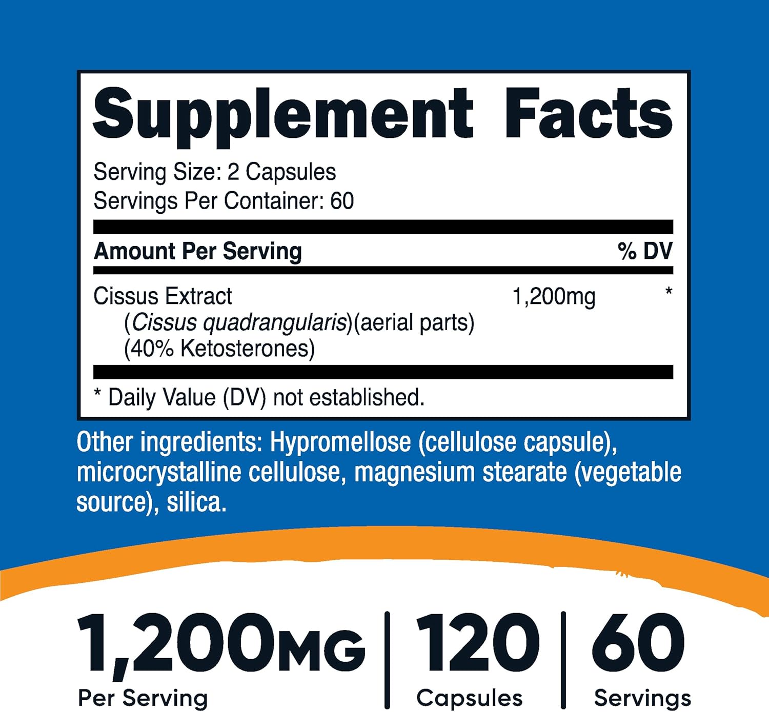 Nutricost Cissus Quadrangularis (1200mg) 120 Capsules - 60 Servings, Gluten Free, Non-GMO, and Vegetarian Friendly