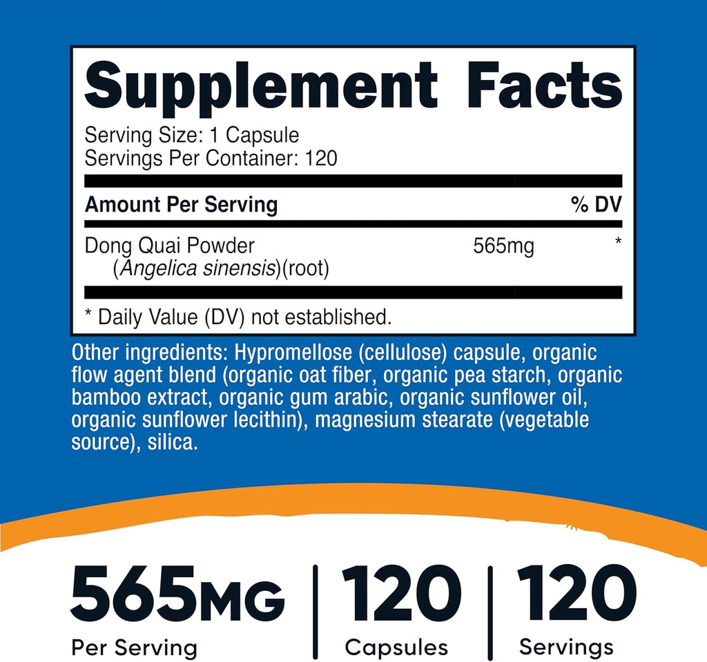 Nutricost Dong Quai 565mg, 120 Capsules - Gluten Free, Non-GMO, Vegetarian Capsules - Angelica Sinensis
