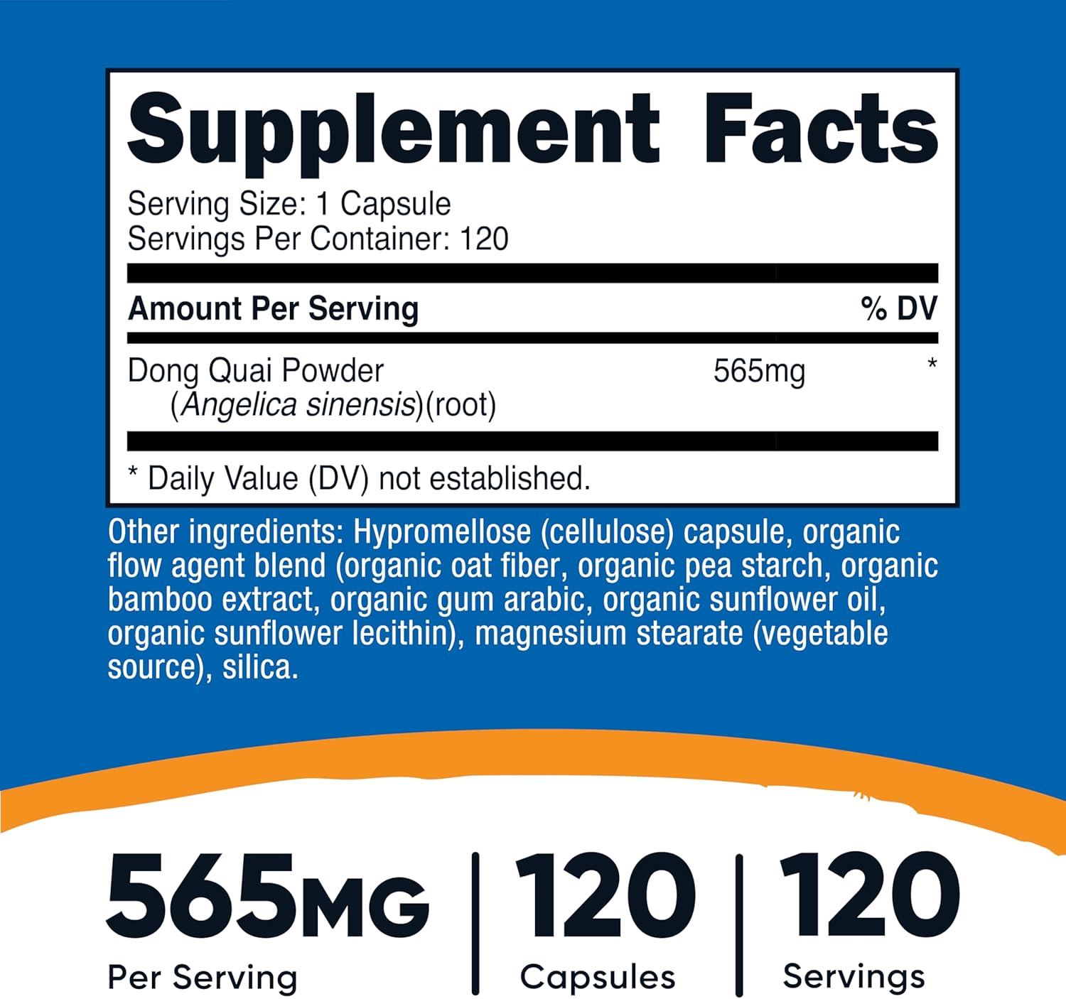 Nutricost Dong Quai 565mg, 120 Capsules - Gluten Free, Non-GMO, Vegetarian Capsules - Angelica Sinensis
