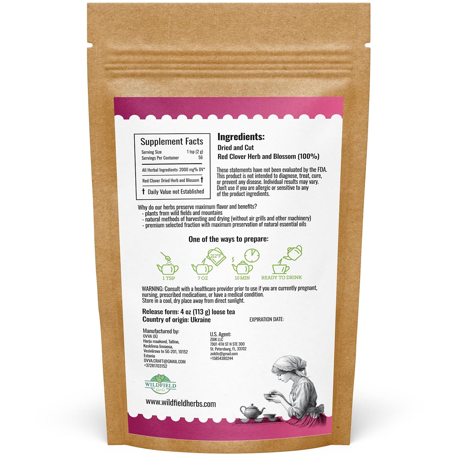 4 oz. Red Clover Tea Red Clover Herb Dried Blossom Flower Petals (Trifolium Pratense) - 113g Dried Cut Herb Bulk Herbal Tea Trebol Rojo