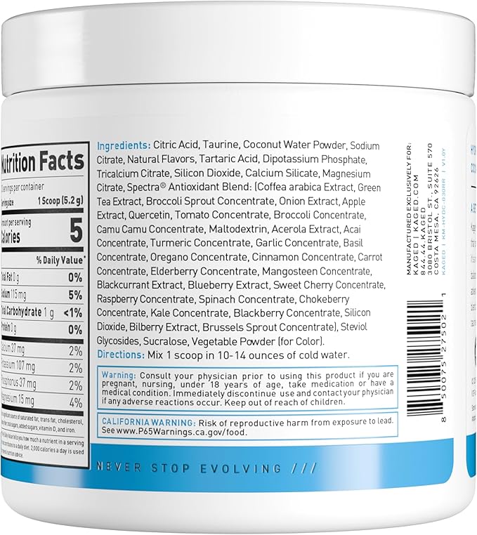Kaged Hydration Electrolytes Powder | Red Raspberry | Hydra-Charge Sports Drink Mix | Pre, Post, Intra Workout | Low Carb, Vegan, Gluten Free | Supplements for Men & Women | 30 Servings