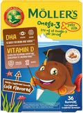 MÖLLER'S Omega 3 Capsules, Natural Fish Oil Omega3 for Kids with DHA and EPA, No Gluten, Lactose or Added Sugar & Easy to Chew, Cola Flavor, 36 Capsules