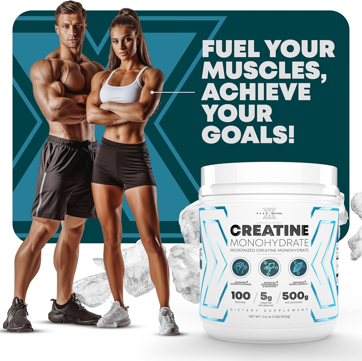Performance Micronized Creatine Monohydrate Powder Supplement, 5000mg (5g), 100 Servings, Unflavored, Gluten Free, Non-GMO, Vegan