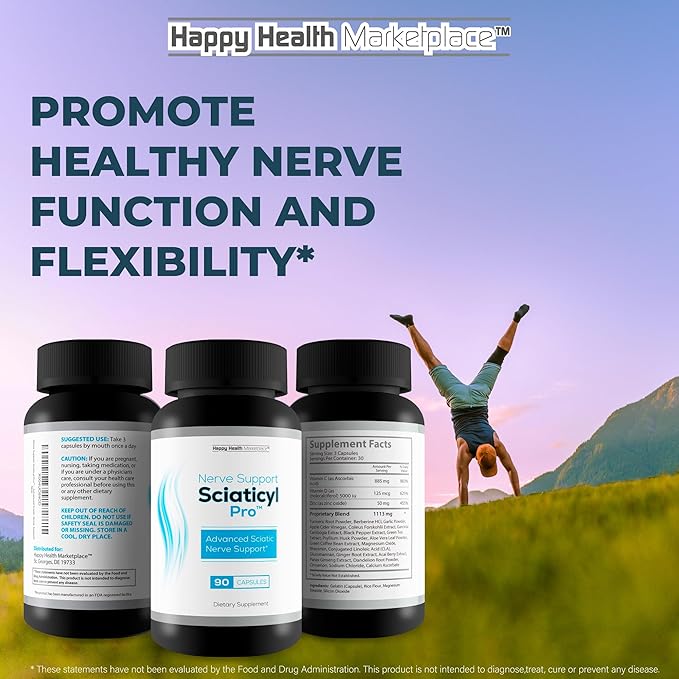 Nerve Support Sciaticyl Pro - Improved Formula - Our Best Sciatic Nerve Supplement Swelling Support - Healthy Nerve Flow For Neuropathy - Nervous System Support - Sciaticyle Nerve Repair Supplement