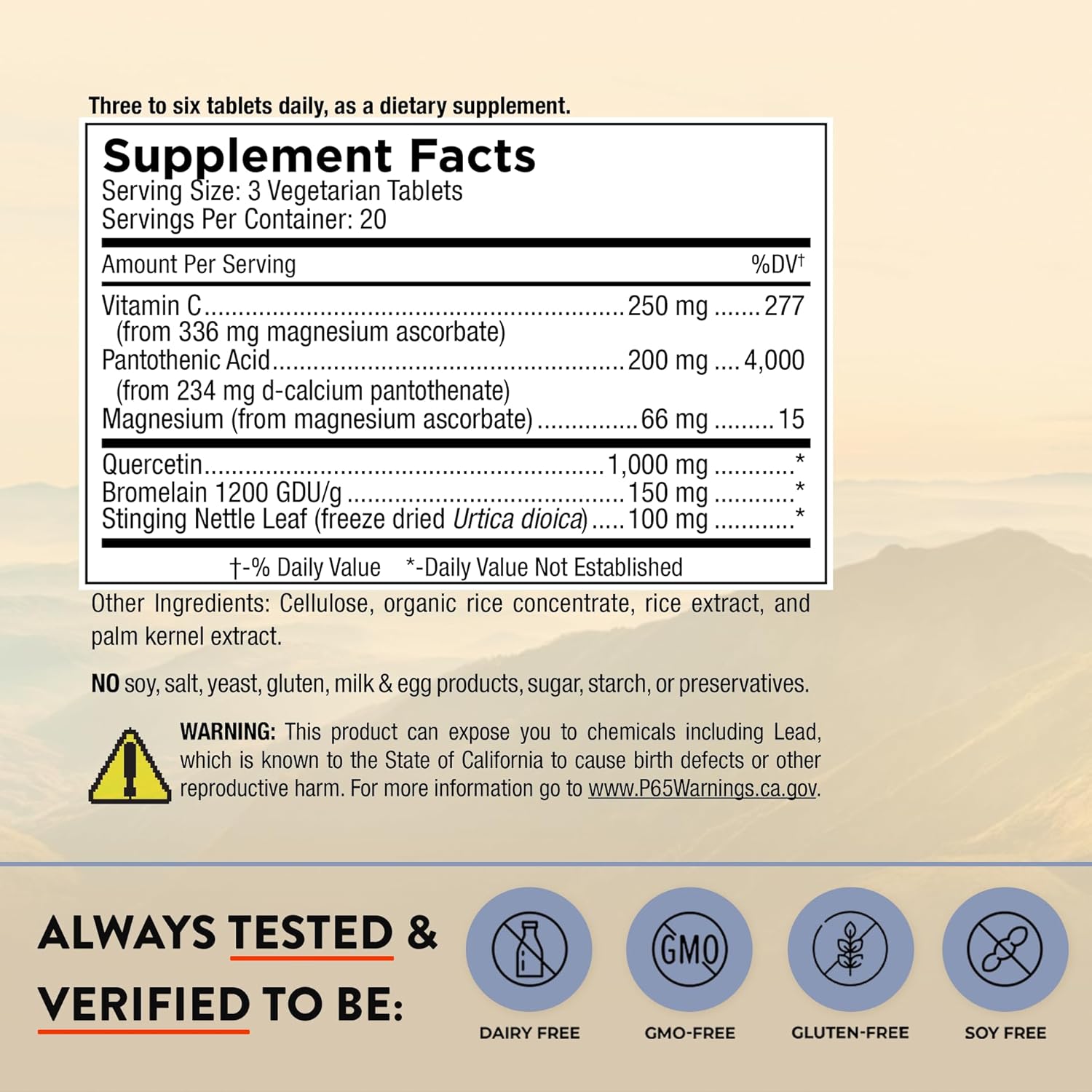 Mt. Angel Vitamins Quercetin Nettle+ - Supports Allergy Wellness & Sinus Health, Featuring Quercetin with Bromelain, Crafted for Seasonal Well-Being, cGMP Certified, Made in USA, 60 Tablets