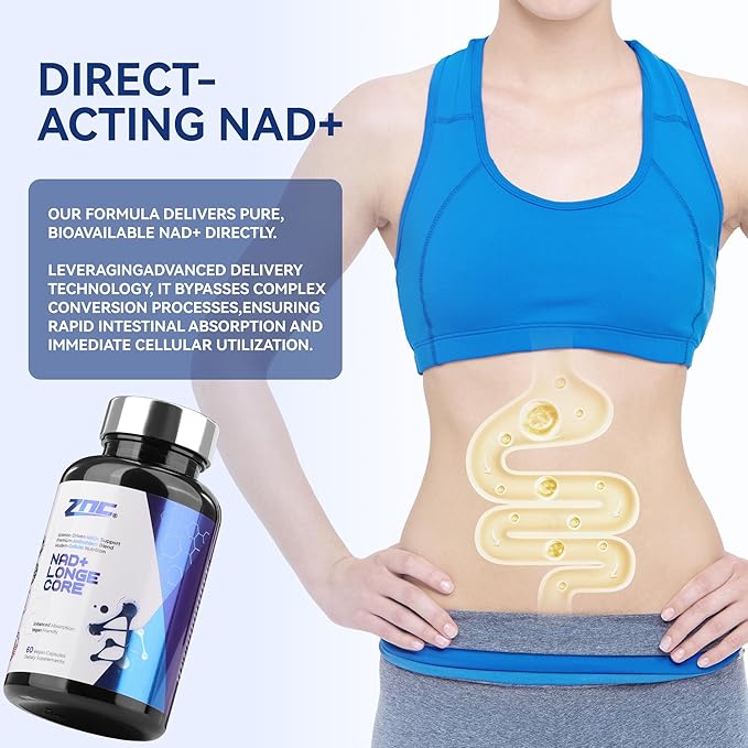 10-in-1 NAD+ Supplement with Liposomal NAD, Urolithin A & Resveratrol for Energy & Cellular Repair - 60 Vegan Capsules