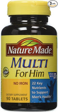 Nature Made Multivitamin For Him, Men's Multivitamin for Daily Nutritional Support, 90 Tablets (Pack of 3)