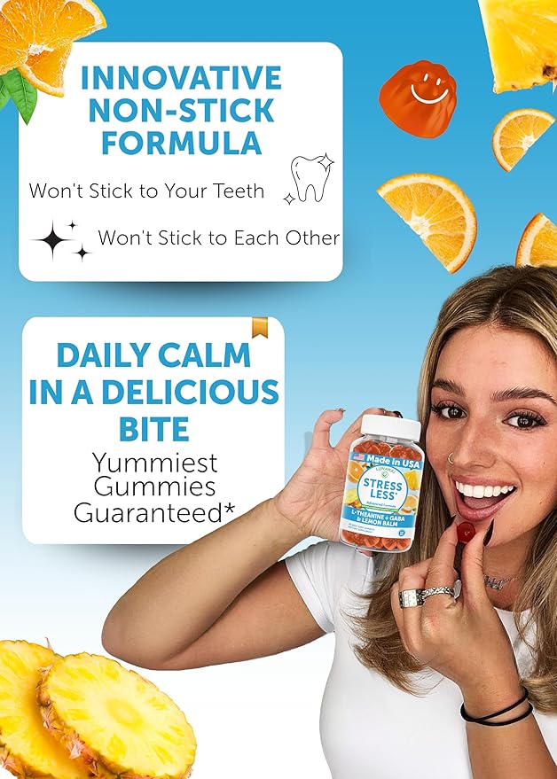 Lunakai USA Made Calm & Stress Relief Gummies – Delicious GABA + L-Theanine Calming Supplement for Adults & Kids – Natural Stress Support - 3 Pack