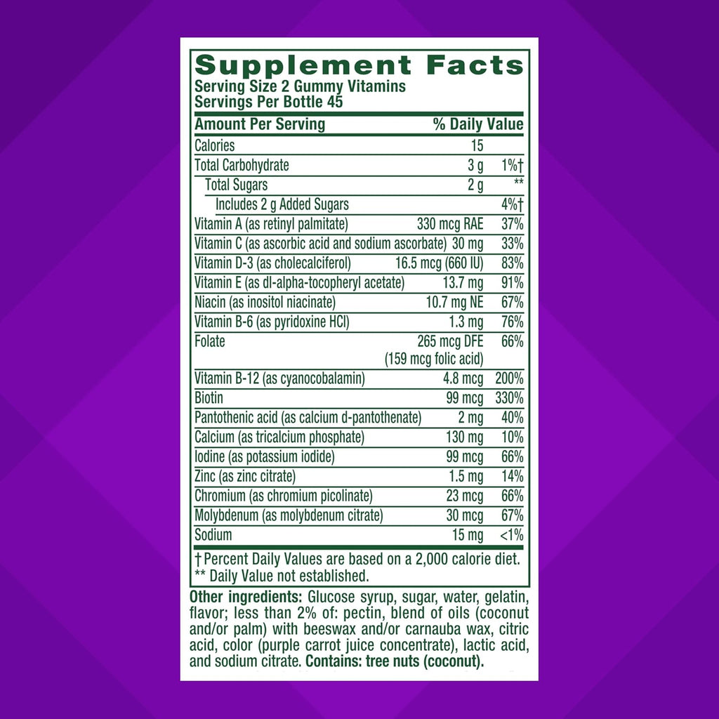 Vitafusion GLP-1 Support Multivitamin, Vitamin and Mineral Blend, 15 Essential Nutrients, Citrus Berry Flavor, 90 Count, 45 Day Supply 