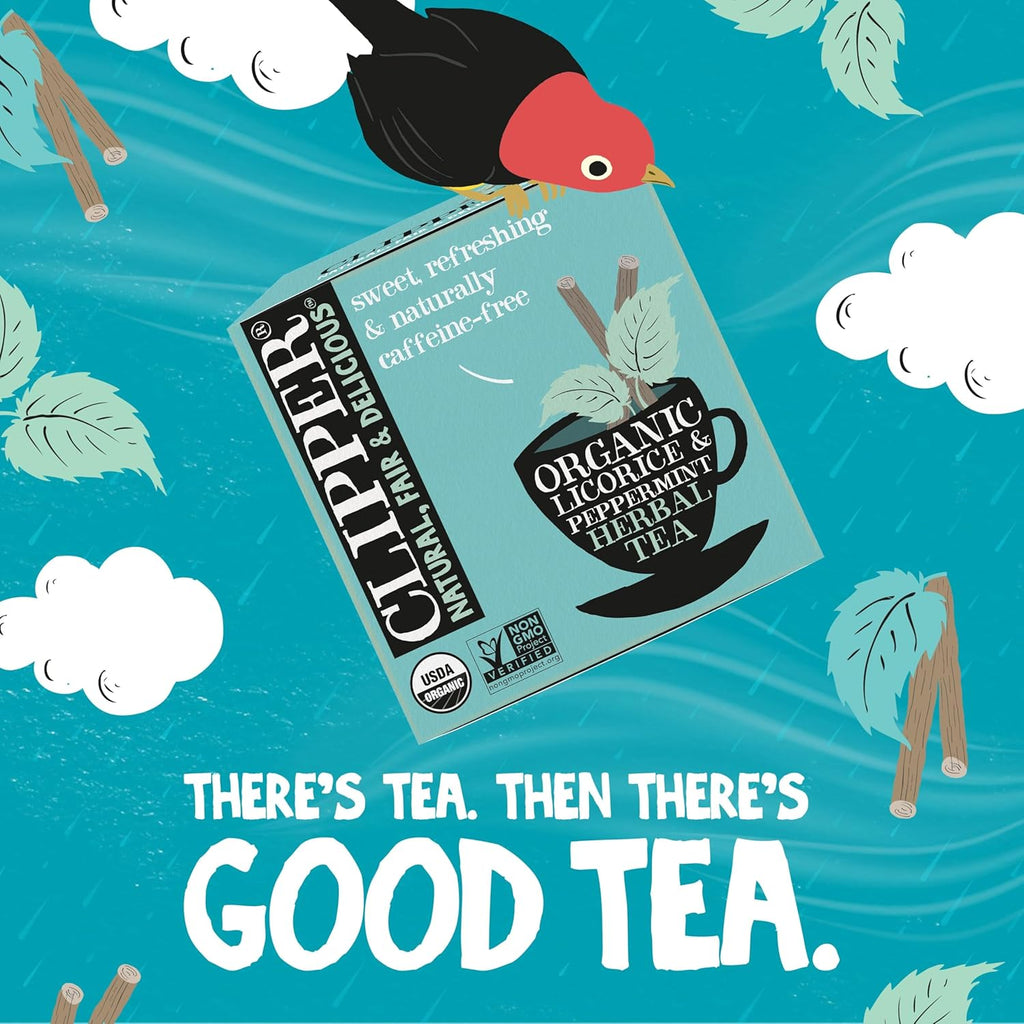Clipper Tea Peppermint & Licorice Teabags – Caffeine Free, USDA Organic, Great Hot or Iced – Sweet, Refreshing, Natural, Fair & Delicious Sweet – 50 Tea Bags