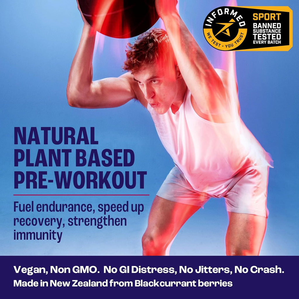 2before Blackcurrant I All Natural Vegan Pre Workout, Caffeine Free I Clean Energy, Endurance, Recovery I Pre Workout Women and Men I 20 x Individual Packets I Informed Sports Certified