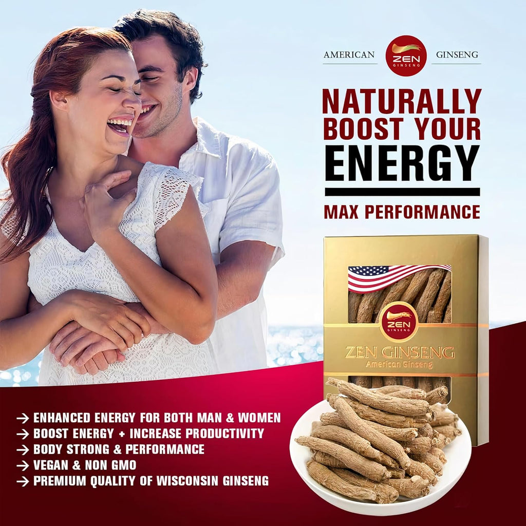 4 Boxes of American Wisconsin Ginseng - Small Long Root - Premium Quality Panax Ginseng. Boosts Body Immunity, Energy for Men & Women (16oz)