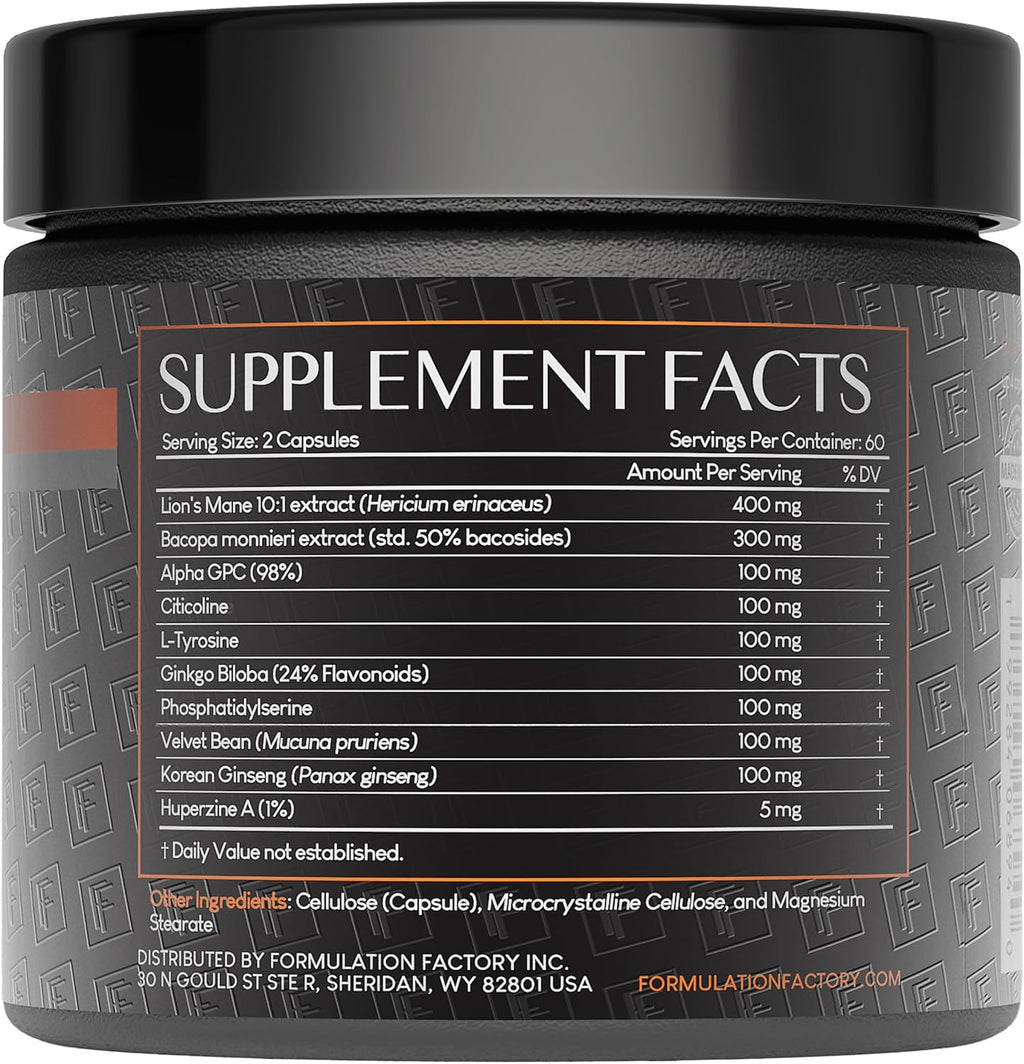 Boss Mode 10-in-1 Nootropic Cognitive Enhancement Supplement, Focus & Memory Booster, Featuring Lion’s Mane, Bacopa Monnieri, Alpha-GPC, Ginseng & More 120 Capsules (1 Pack)
