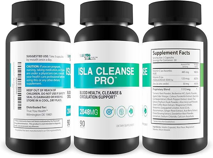 Isla Cleanse Pro - Our Best Vein Health & Artery Health Full Body Cleanse Detox Supplement - Blood Cleanse Detox - Island Cleanse Heart Healthy Solution - Arteries Cleanse Body Detox Cleanse Tea Caps