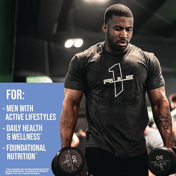 Rule1 Men's Multi - Men's Daily Vitamins, Essential Minerals, Superfoods, Digestive Enzymes, Amino Acids, and Antioxidants for Active Lifestyles and Wellness Support (180 Tablets, 60 Day Supply)
