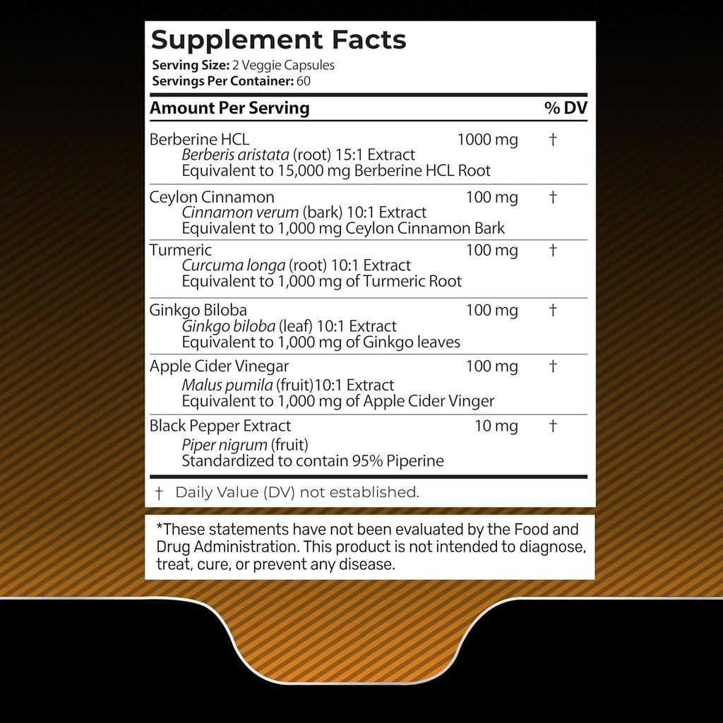 Berberine Supplement 15,000mg - Berberine with Ceylon Cinnamon, Overall Wellness Support Capsules - 120 Capsules (Pack of 1)