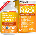 19-in-1 Extra Strength Peruvian Maca Root Capsules - 9125 mg Ashwagandha Supplements with Fenugreek and Ginseng for Mood, Hormone and Performance Support (120 ct)