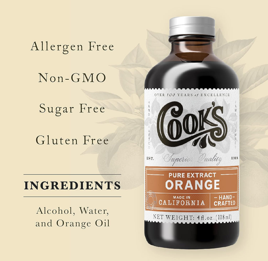 Cook's Pure Orange Extract From Florida Oranges | For Ice Cream, Cakes, Breads, Cookies and Drinks, 16 oz