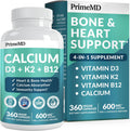 4-in-1 Calcium Supplements for Women and Men - Calcium with Vitamin D3 K2 5000 IU Supplement, 601mg per Serving - Gluten-Free, Vegan-Friendly (360 ct)
