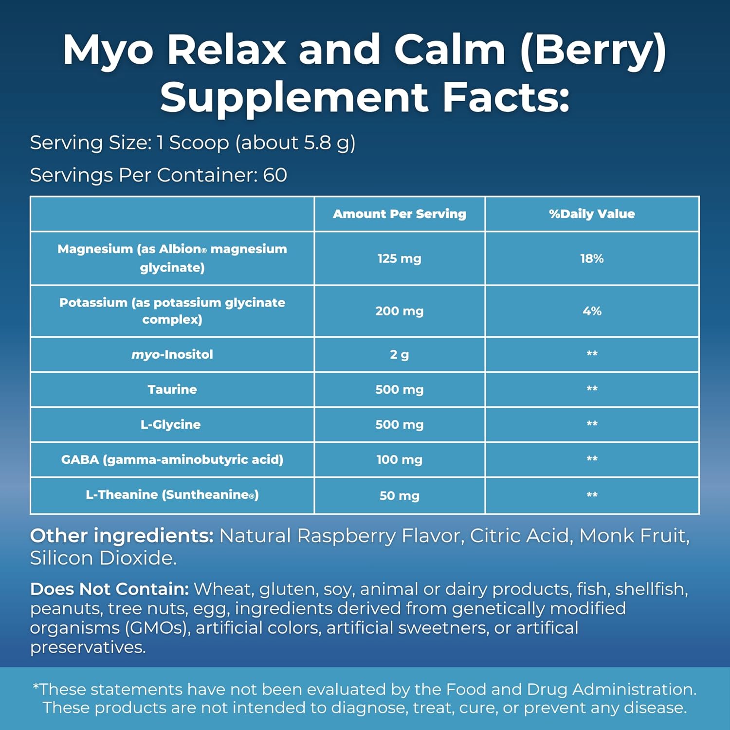 MYOXCIENCE Myo Relax & Calm | Myo-Inositol, L-Theanine, Taurine, Magnesium & GABA | Supports Sleep, Neurotransmitter & Hormone Support (Berry Flavor) (60 Servings)