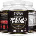 SOLOMON WISDOM Omega 3 Fish Oil - Dietary Supplement for Healthy Heart & Brain - 120 Soft Gel Capsules with High EPA 1200mg & DHA 900mg - Burpless, Odorless with Natural Lemon Flavor