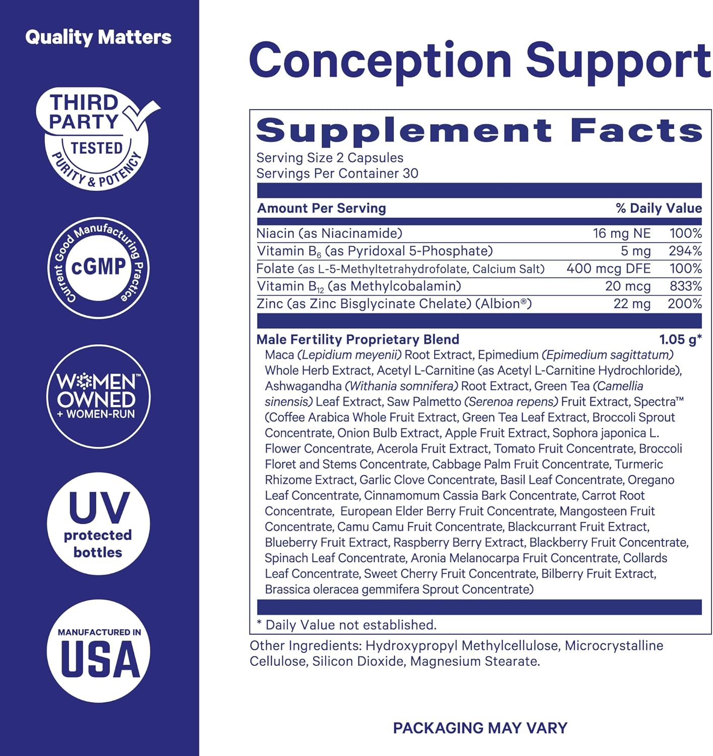 Blue Stork Fertility Supplements for Men - Supports Conception for Him - Male Prenatal Vitamins with Maca Root, Ashwagandha, Folate, B12 - Sperm Heath, Drive, Motility - 60 Capsules