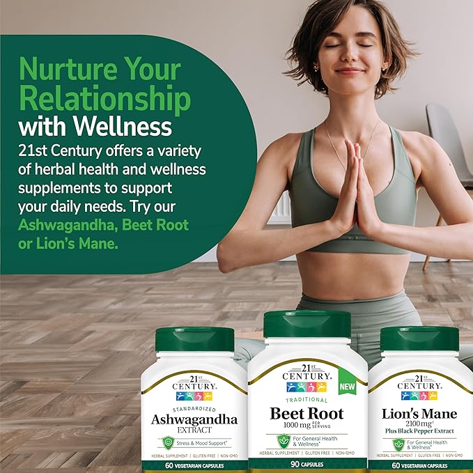 21st Century Traditional Beet Root 1000 mg (90 Count), Gluten-Free Beet Supplement for General Health and Wellness Support, Non-GMO, Vegan, Free from Common Allergens, 45 Servings