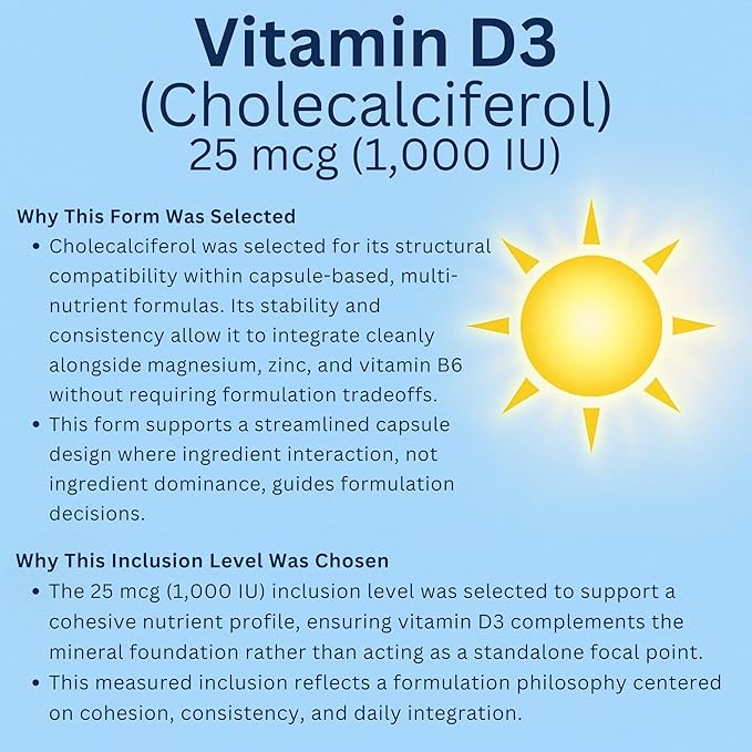 Magnesium Glycinate Complex 4-in-1 - Chelated Magnesium Bisglycinate (150 mg Elemental) with Zinc Picolinate, Vitamin D3 & B6-120 Vegan Capsules, Non-GMO - Men & Women