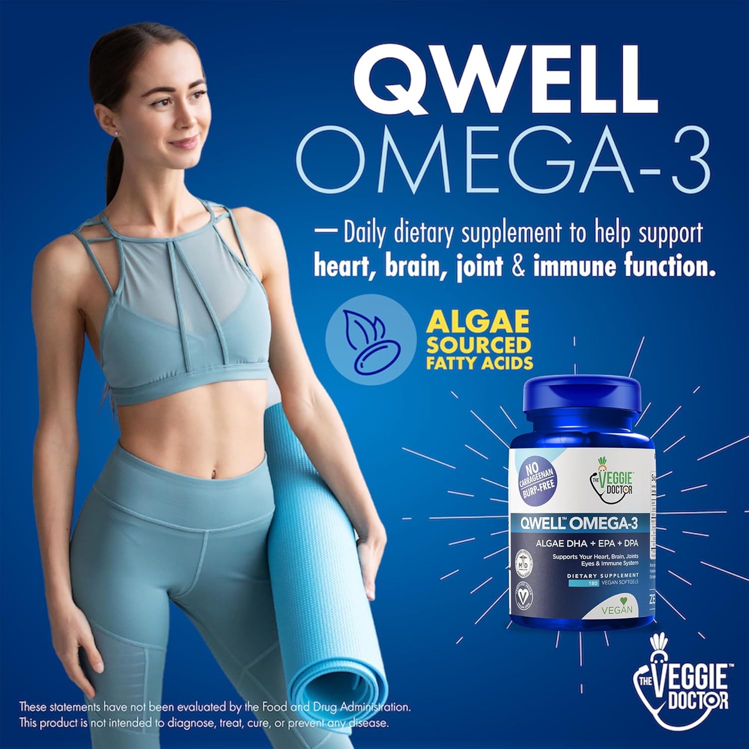 Vegan Omega 3 Supplement – Algae Omega 3 with DHA EPA DPA – Vegan Capsules from Algal – Fish Oil Alternative – Plant-Based Algae Oil Formula – Non-GMO, Carrageenan-Free (180 Capsules, 3 Month Supply)