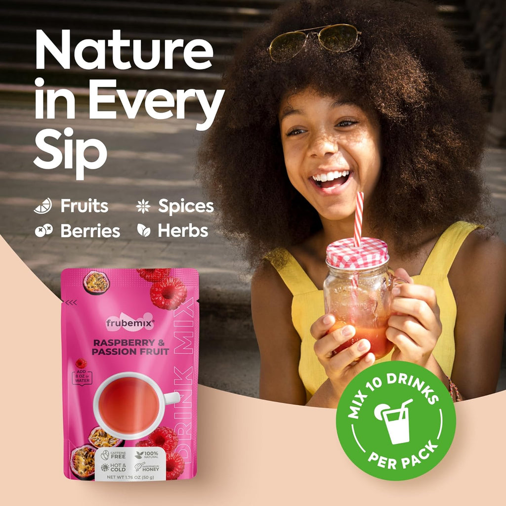 Frubemix Real Fruit & Berries Blend – Honey Sweetened, Purée-Based Drink Mix | No Artificial Flavors | Sparkling Refreshers, Cocktails & Mocktails | Hot or Iced | Variety Pack (10 Count)