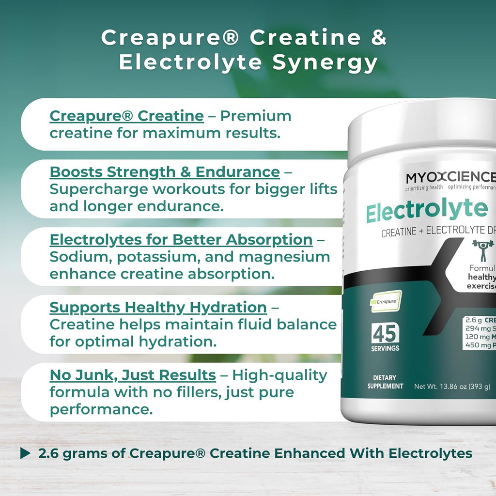 MYOXCIENCE Electrolyte STIX | Creatine Electrolyte Powder | Recovery from Exercise & Muscle Development w/Real Salt (Unflavored) (Jar 45 ct)