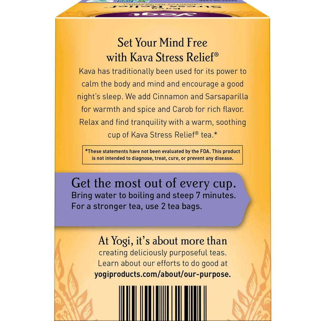 Yogi Tea - Kava Stress Relief (6 Pack) - Eases Tension and Promotes Relaxation - Caffeine Free - 96 Herbal Tea Bags
