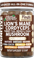 Clean Nutra Lions Mane Lion's Mane Mushroom Gummies Cordyceps Supplement for Memory and Focus Immune Support Vitamins Reishi Chaga Turkey Tail Mushrooms Gummy Shiitake Maitake Meshima Supplements