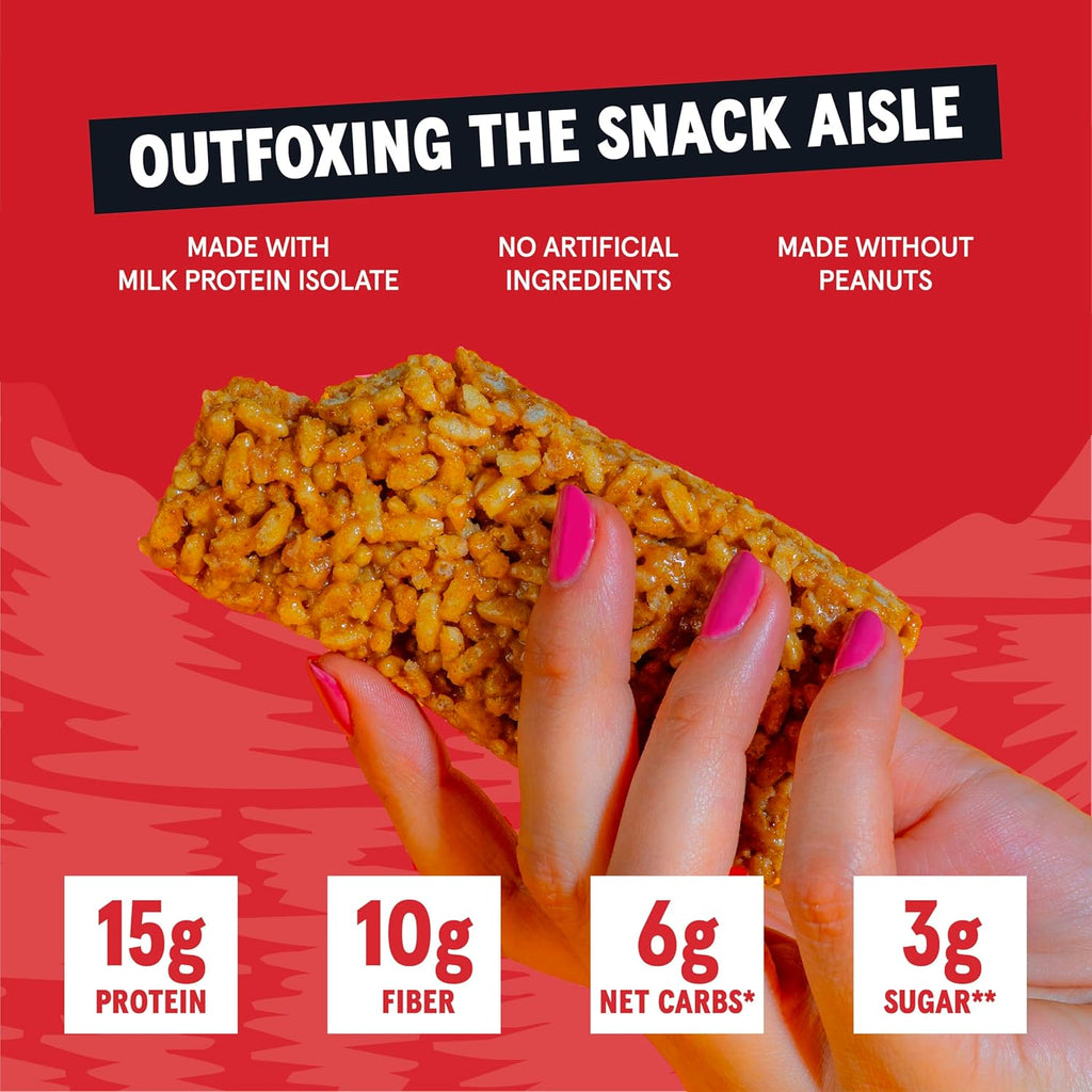 Wild Fox Protein Bars - Keto-Certified High Protein Snack with No Refined Sugar, Great Taste, 15g Protein, and No Seed Oils, Cinnamon Churro