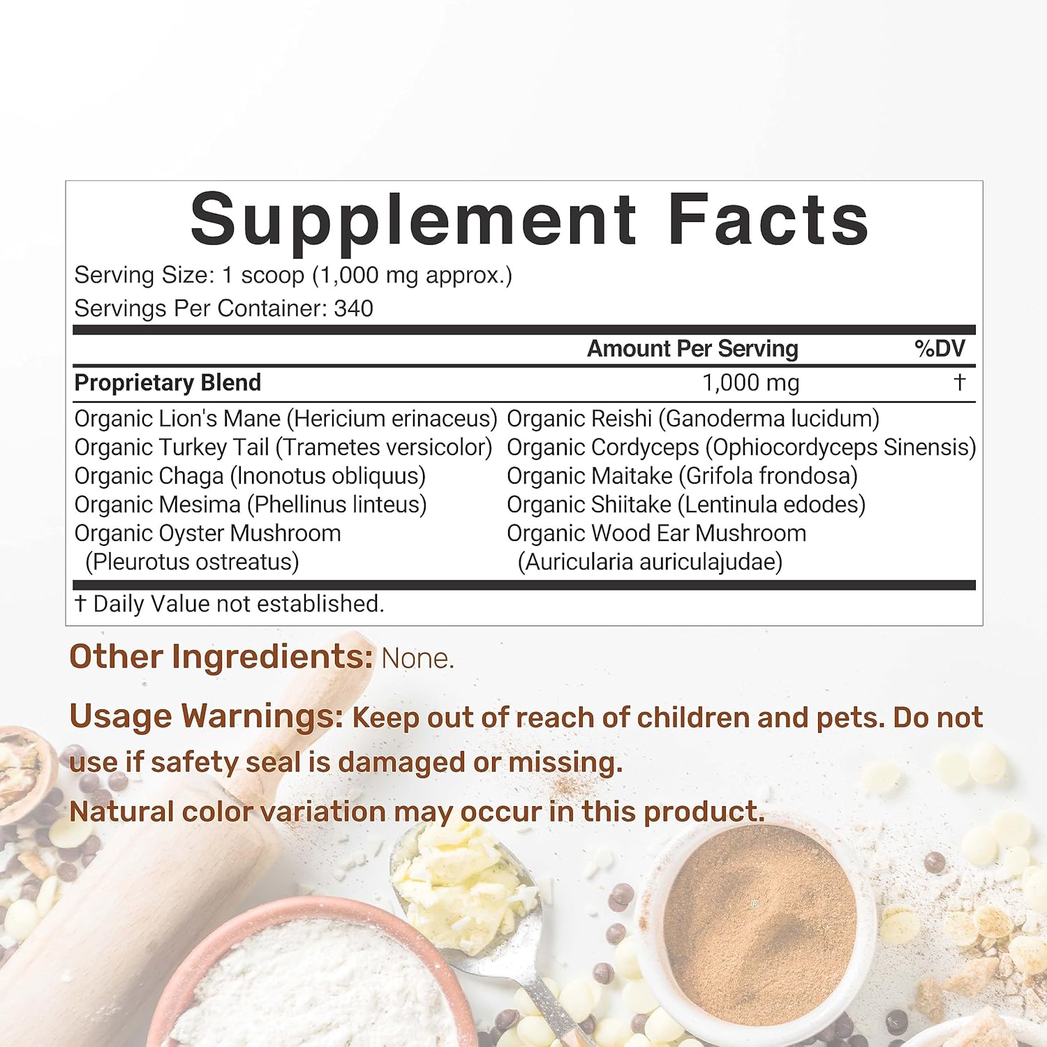 DEAL SUPPLEMENT Organic Mushroom Powder Supplement, 12oz – 10 in 1 Active Blend – Shiitake, Lions Mane, Cordyceps, Chaga, with More –Supports Immune, Energy, & Brain Health – Non-GMO, Vegan