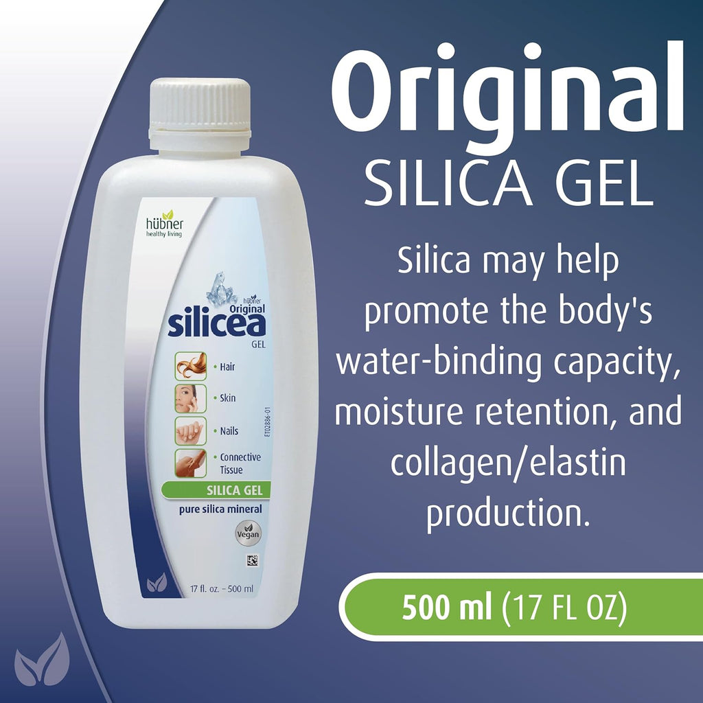 Hübner Original Silicea Gel 17 fl oz / 500 ml, 5 Pack, for Hair, Skin, Nails, and Connective Tissue, Pure Colloidal Silica Gel Formula, No Additives or Preservatives