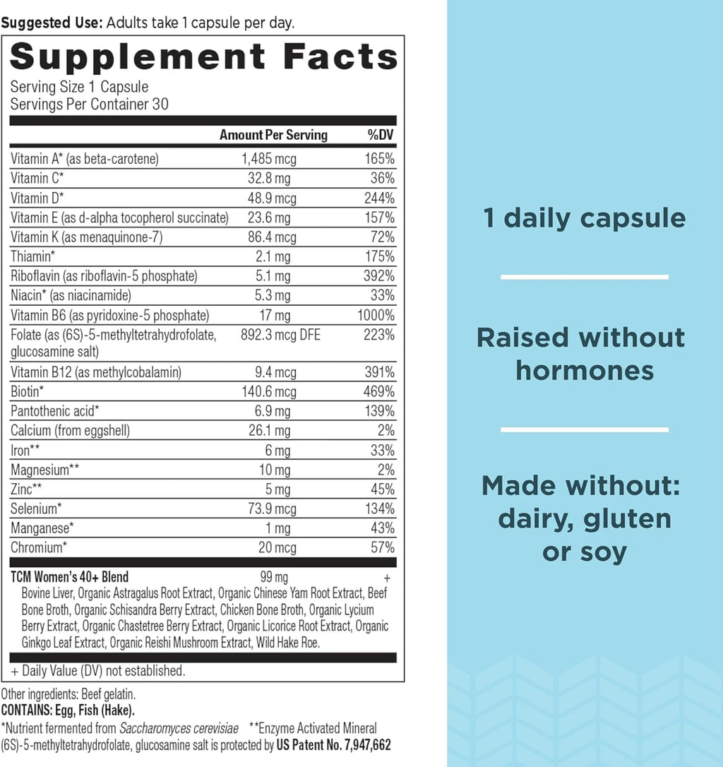 Ancient Nutrition Multivitamin for Women, Ancient Multi Women's 40+ Once Daily Vitamin Supplement, Vitamin B, Vitamin C and Vitamin K2, Folate and Iron Supplement, Supports Bone Health, 30ct