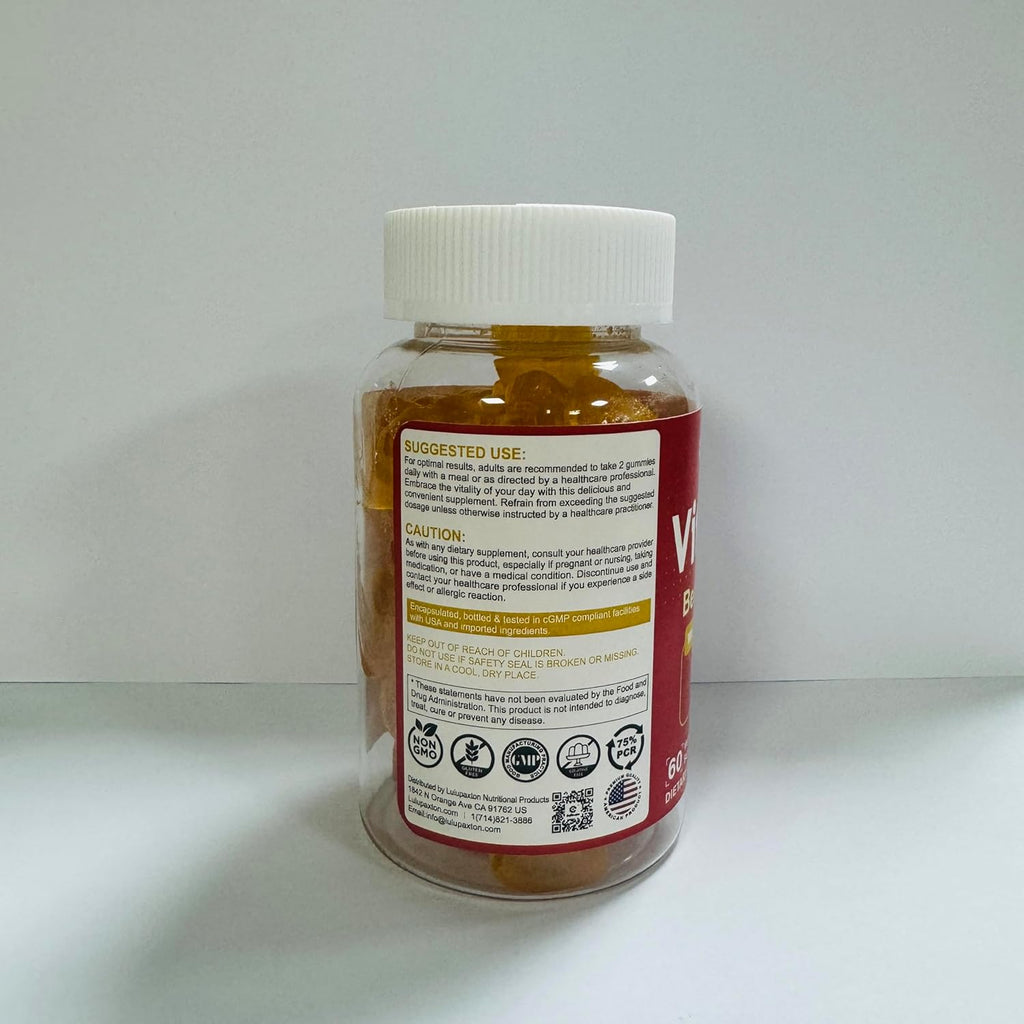Vitamin B1 Gummies - Benfotiamine 500mg, Vitamin B1 B6 B12 Complex, Sugar Free, Non GMO, Vegan, 60 Counts