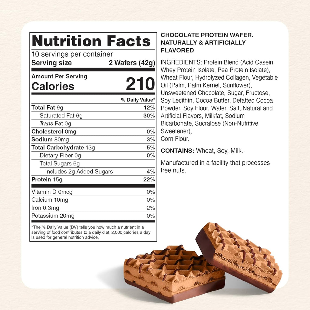 Myprotein Protein Bars, Crispy Protein Wafers, 15g High Protein Snacks, Box of 10 Chocolate Wafers Packs, Milk & Whey Protein Isolate, Light & Crunchy
