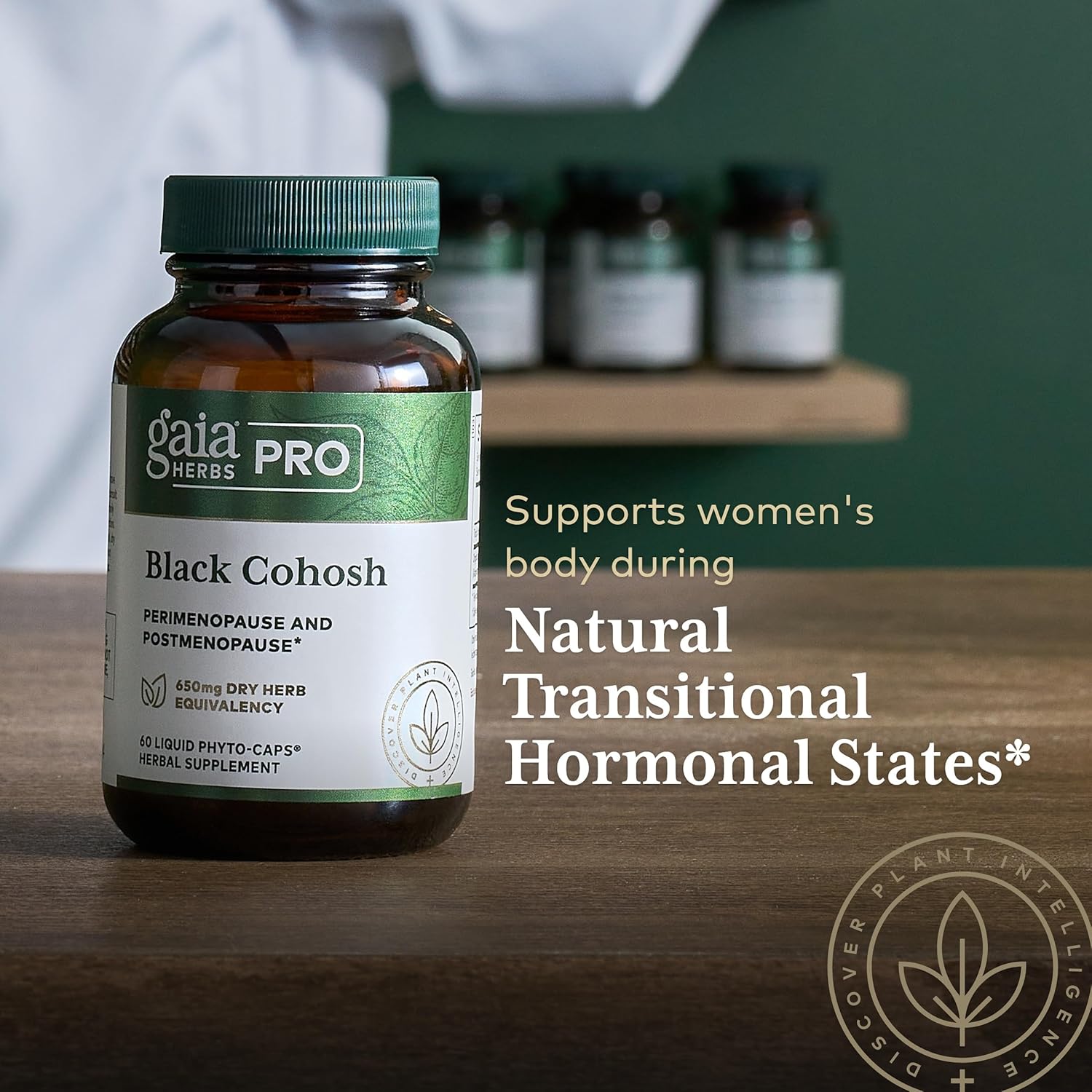GAIA HERBS PRO Black Cohosh PRO - Healthy Perimenopause & Post Menopause Support Supplement* - Women's Health Supplement with Black Cohosh Root Extract - Vegan - 60 Liquid Phyto-Caps (60 Servings)