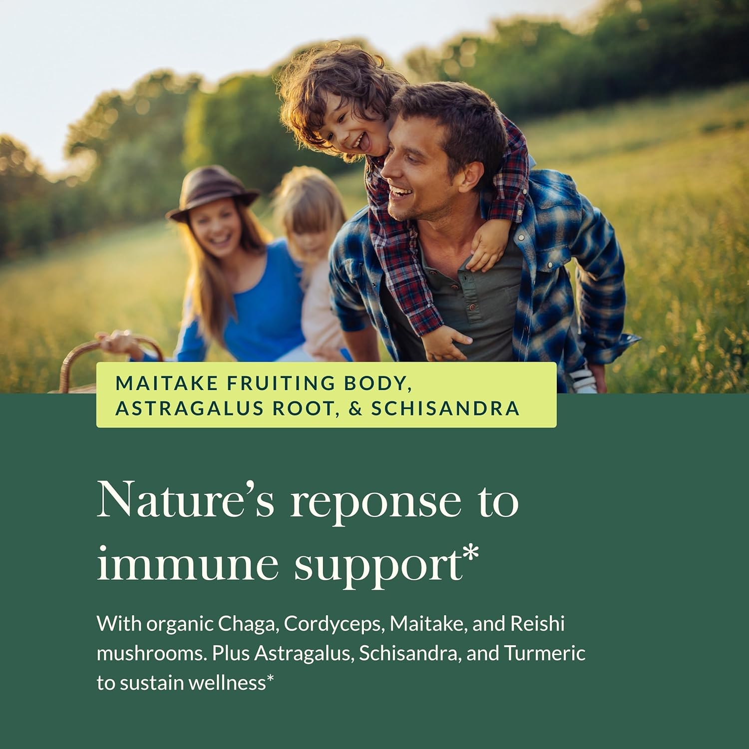 Gaia Herbs Everyday Immune Mushrooms&Herbs-Immune Support Supplement to Help Aid Overall Wellness* -with Turmeric Curcumin, Astragalus, Cordyceps, and Chaga Mushrooms-60 Vegan Capsules(30-Day Supply)