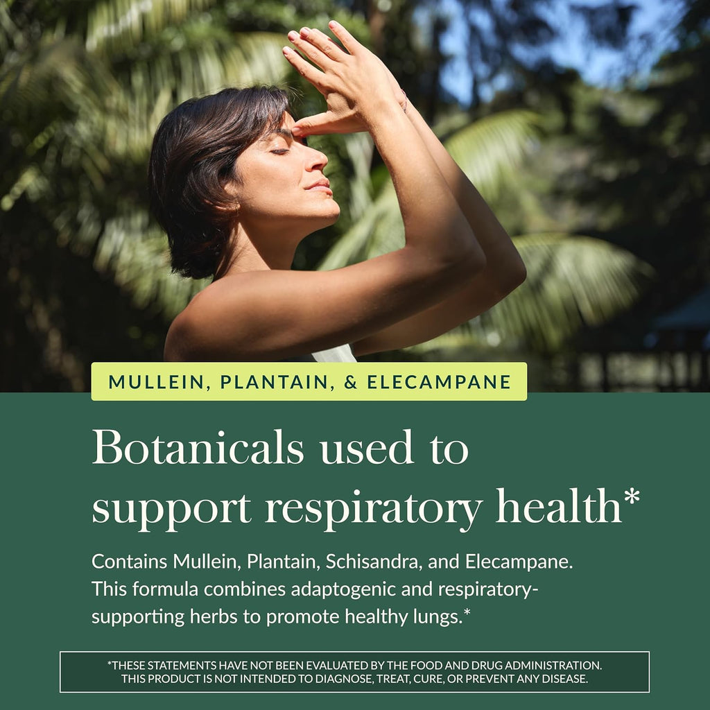 Gaia Herbs Mighty Lungs - Lung Support Supplement to Help Maintain Overall Lung & Respiratory Health* - With Mullein, Plantain, Schisandra & Elecampane - 60 Vegan Liquid Phyto-Capsules (30-Day Supply)