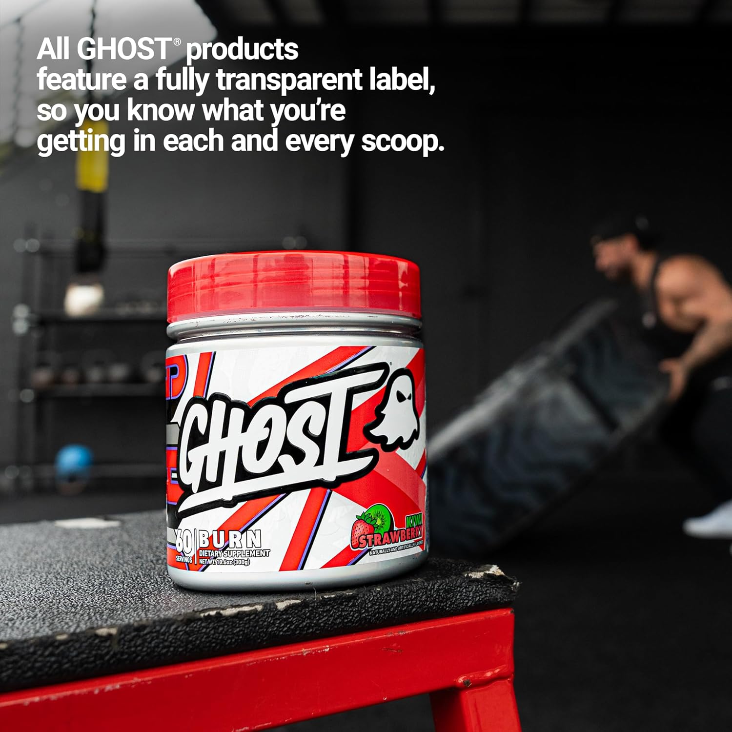 GHOST Burn Weight Management Powder, Kiwi Strawberry (60 Servings) - Metabolism & Energy Support Supplement for Men & Women - Natural Caffeine, L-Carnitine & L-Tyrosine - Soy & Sugar-Free, Vegan