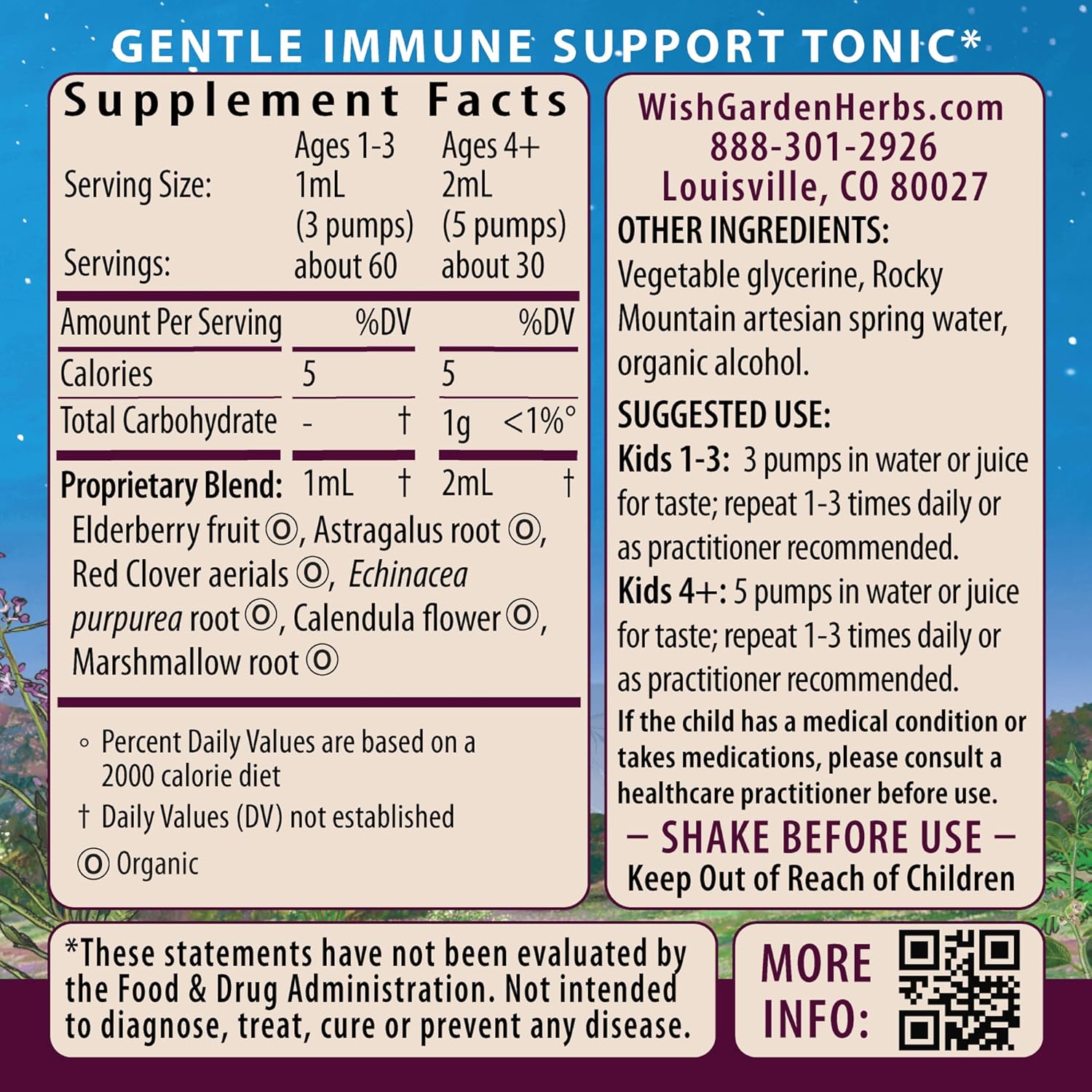 WishGarden Herbs Daily Immune for Kids - Daily Immune Support Formula for Children, Herbal Immune Defense & Immune System Booster with Black Elderberry & Echinacea, Kids Immune Support Supplement, 2oz