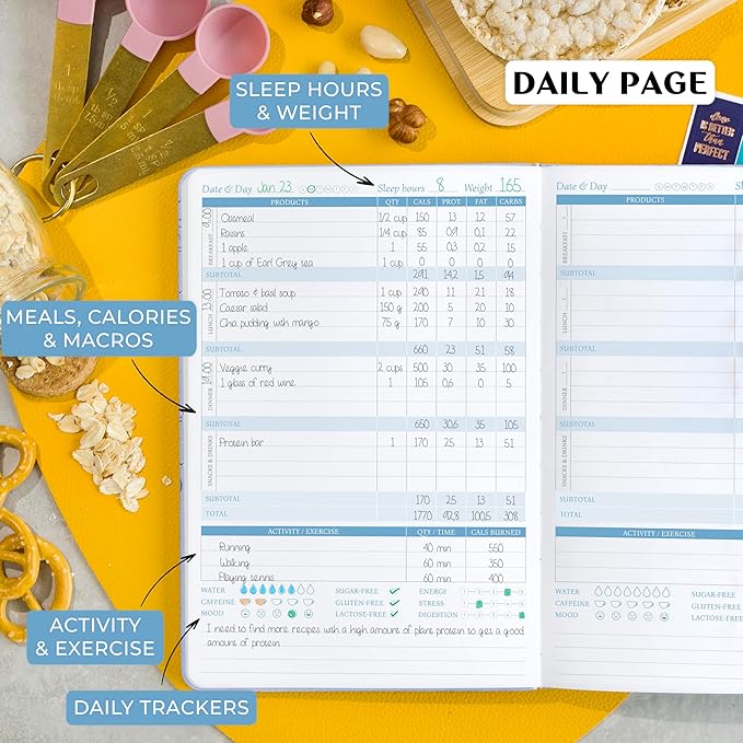 Legend Wellness Planner & Food Journal Pocket – Daily Diet & Health Journal with Weight Loss, Measurement & Exercise Trackers – Lifestyle & Nutrition Diary – Lasts 6 Months, 3.9x6.3″ – Periwinkle